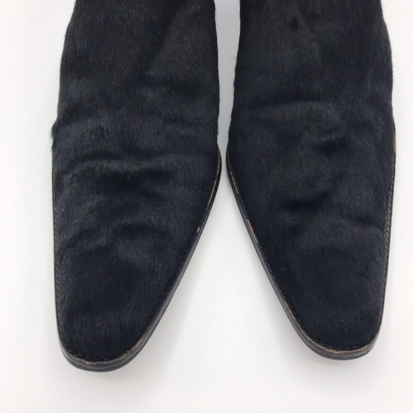 Stuart Weitzman Genuine Calf Hair Mules Clogs Size 8 Black Slip On Womens - Picture 3 of 8